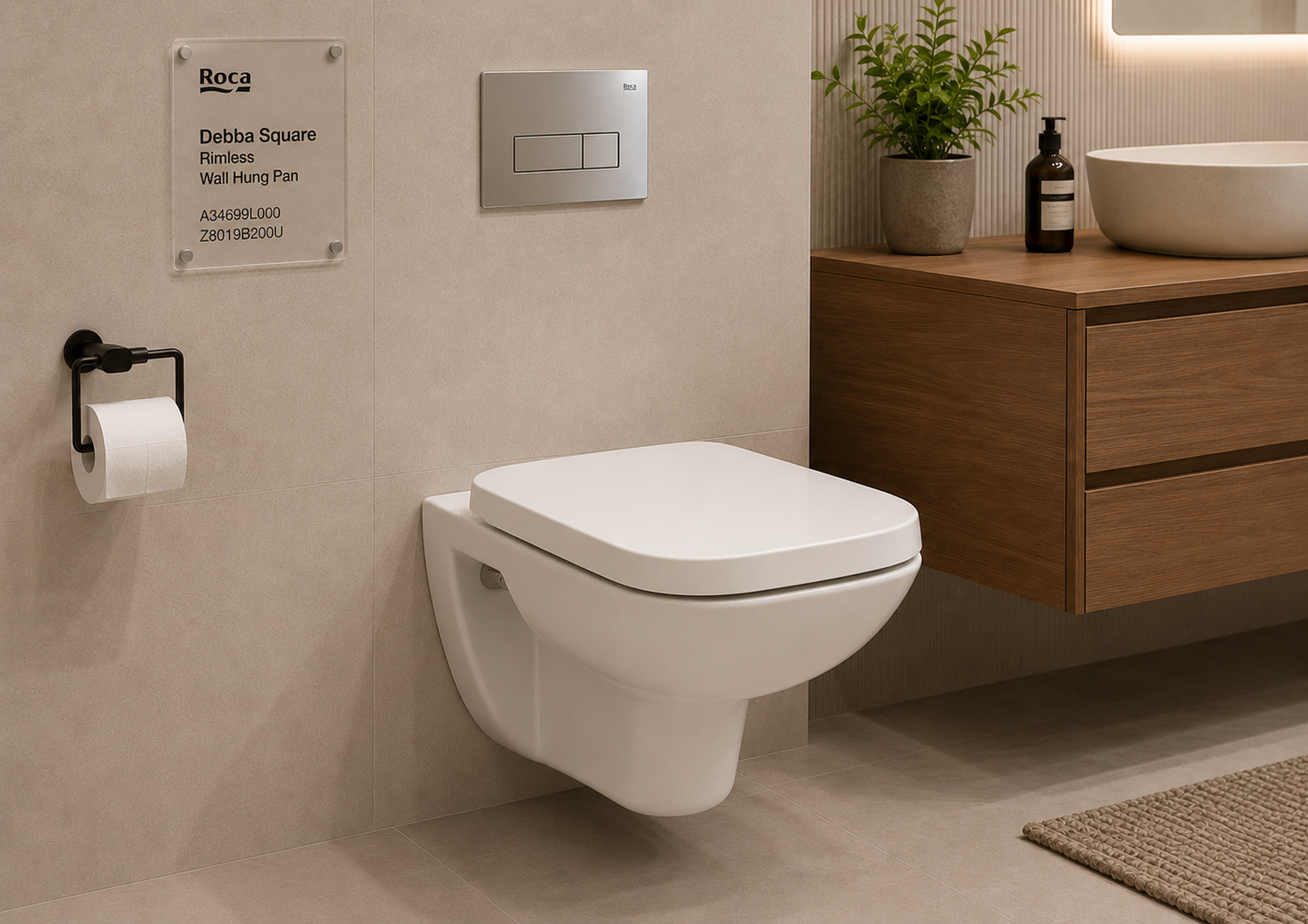 Roca Debba Square Rimless Wall Hung Pan