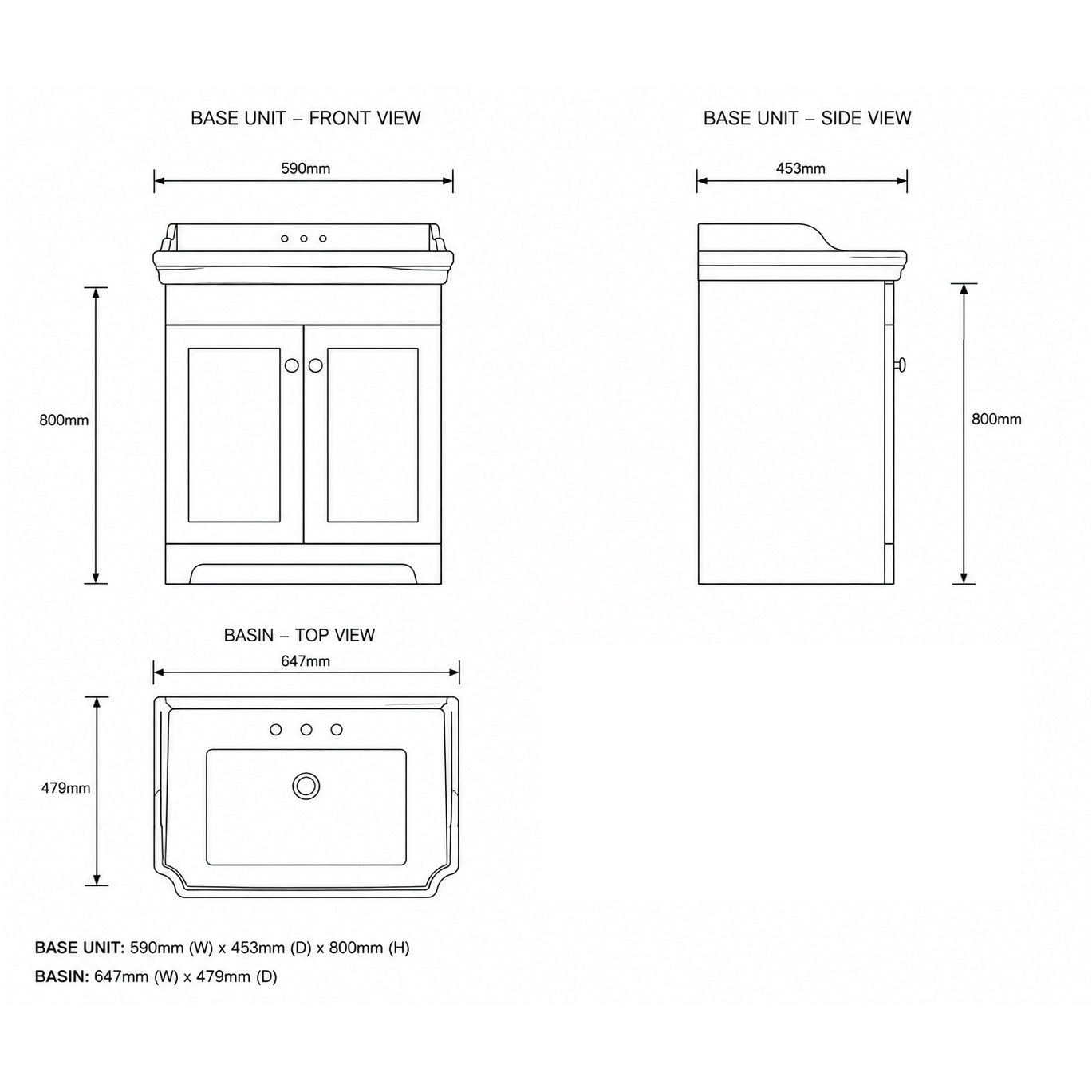 Ruxley 60 Vanity Unit & Basin - Reed Green