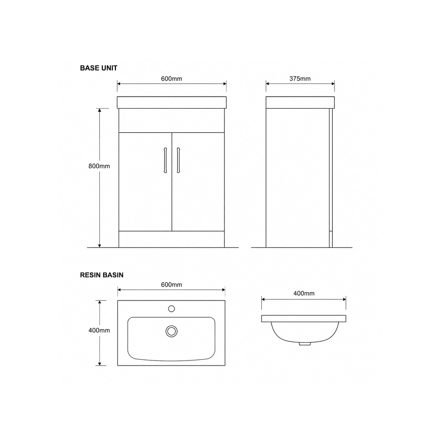 Sintra 60 Base Unit & Basin - Gloss White