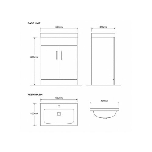 Sintra 60 Base Unit & Basin - Gloss White