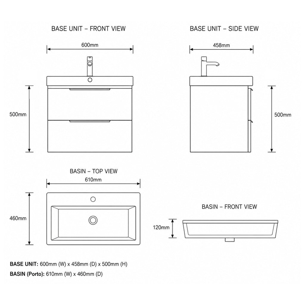 Sofia 60 Wall-Hung Unit & Porto Basin - Nebraska Oak