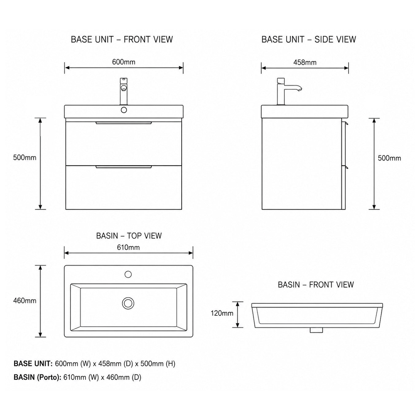 Sofia 60 Wall-Hung Unit & Porto Basin - Nebraska Oak