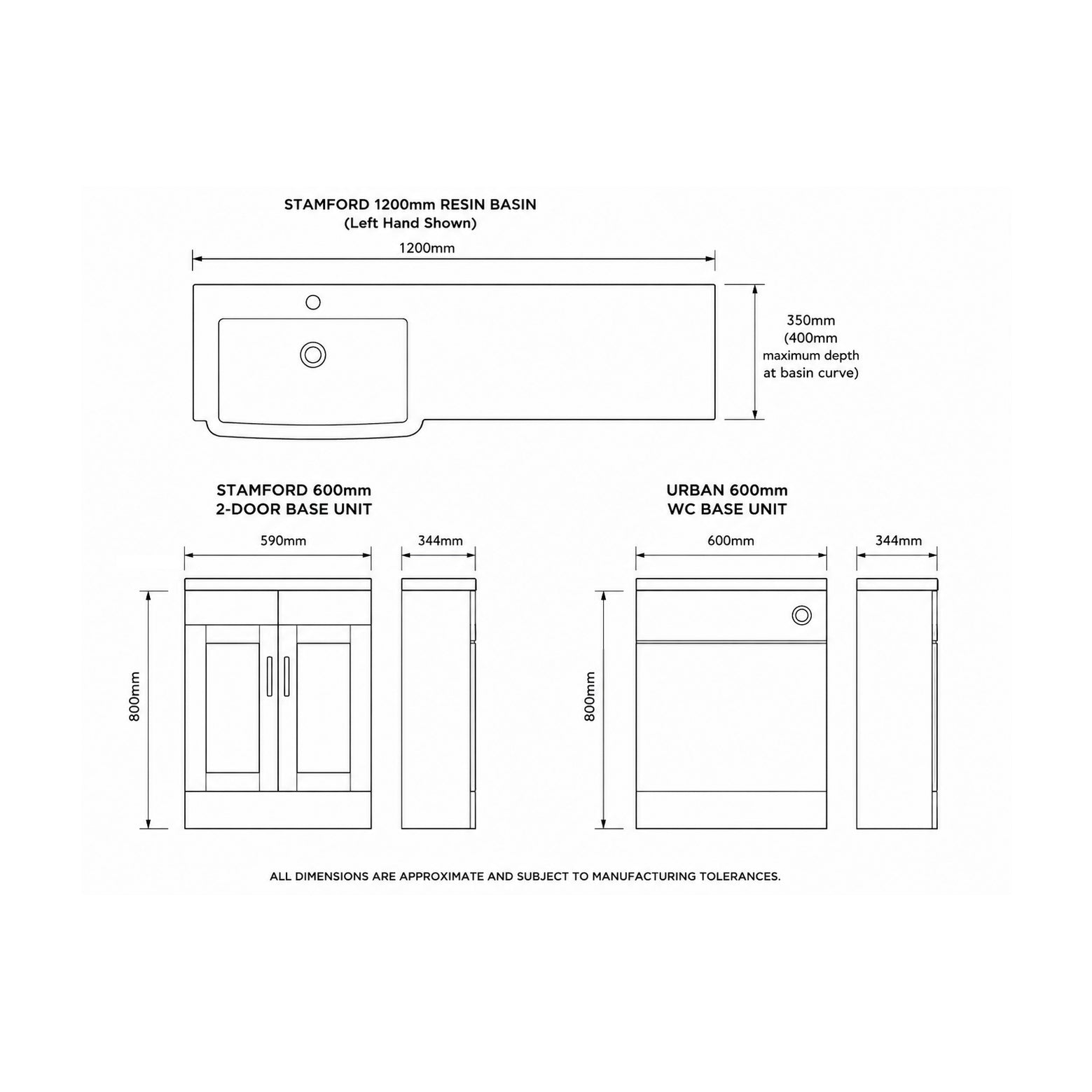 Stamford 1200mm 1-Piece Basin Combination - Platinum Grey