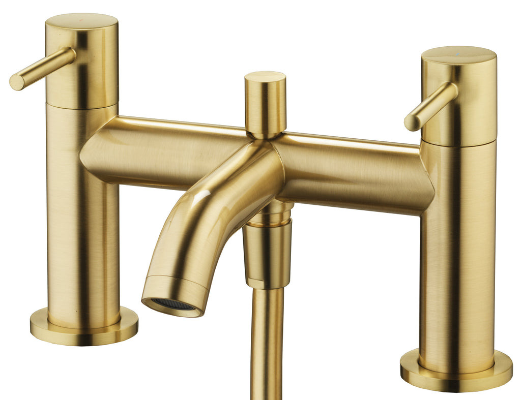 Ascent Tuscany Brushed Brass Bath Shower Mixer Tap with Shower Kit – Deck Mounted