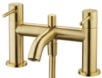 Ascent Tuscany Brushed Brass Bath Shower Mixer Tap with Shower Kit – Deck Mounted