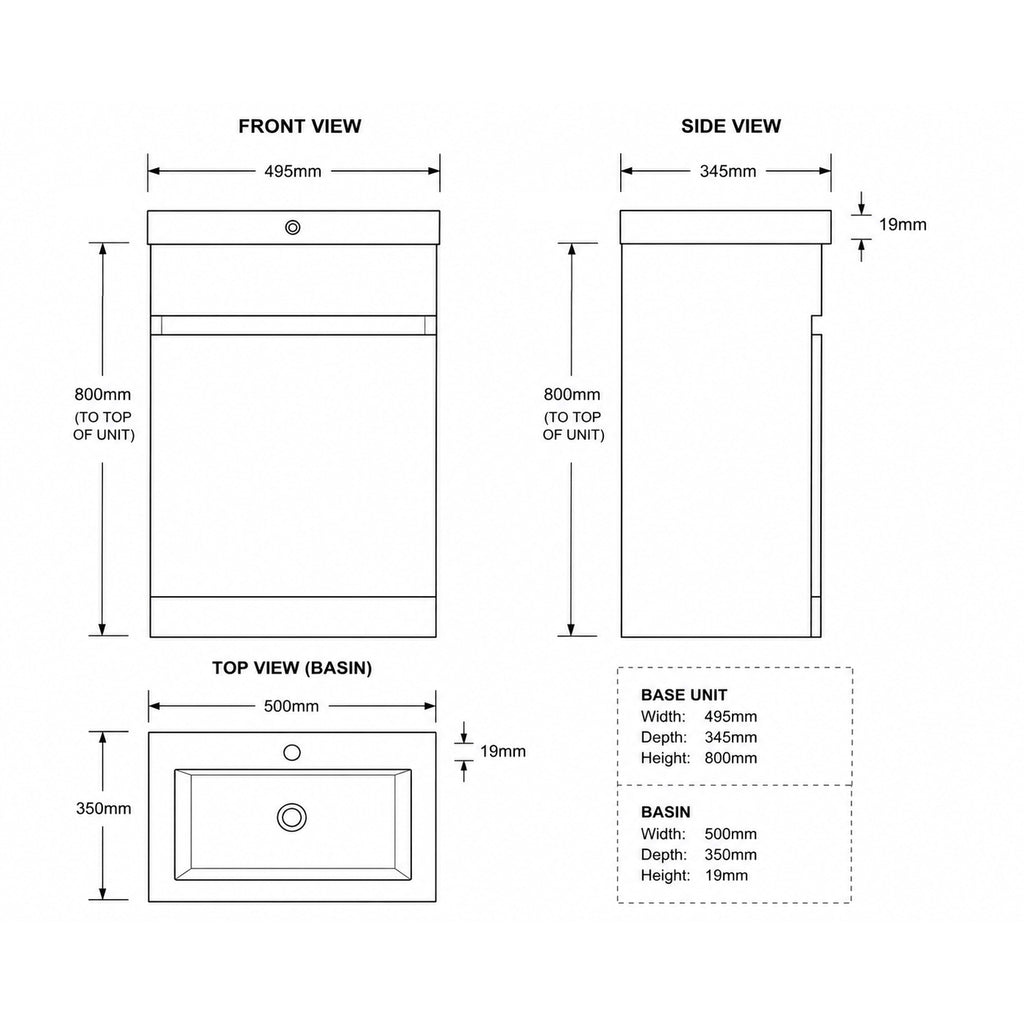 Urban 500mm Base Unit & Basin