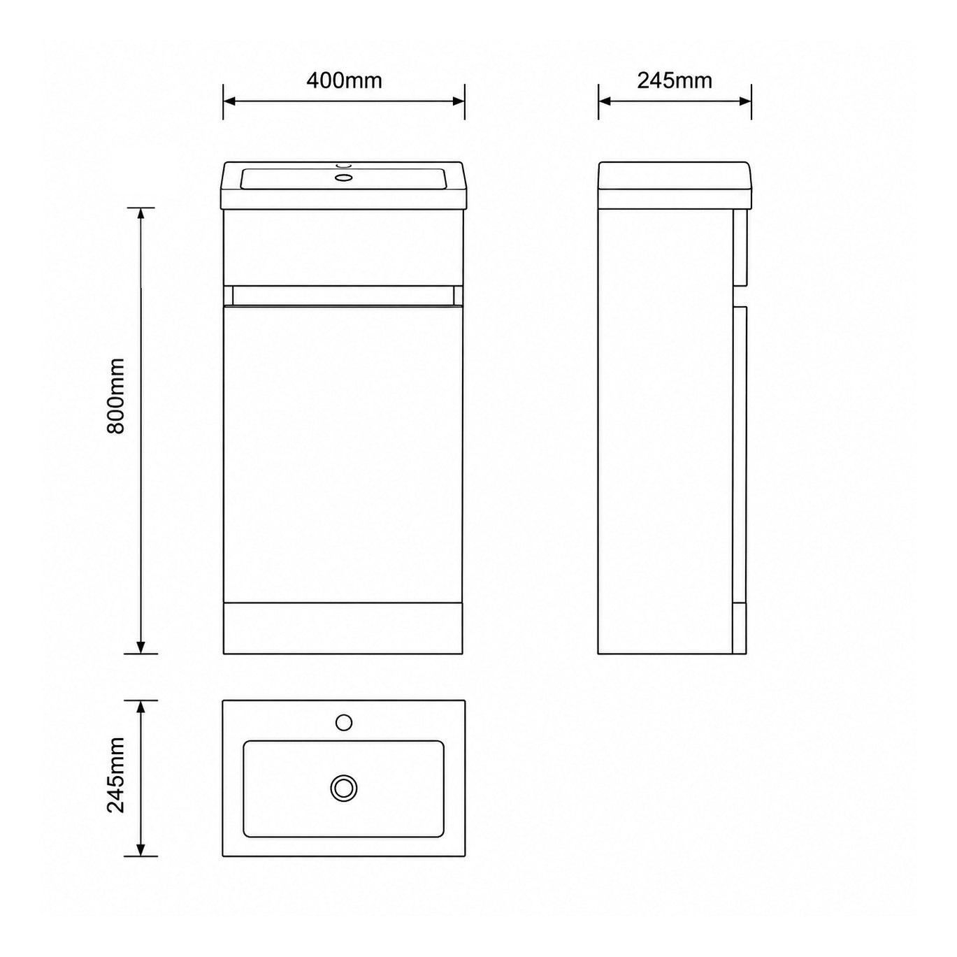 Urban 400mm Slimline Base Unit & Basin - Gloss White