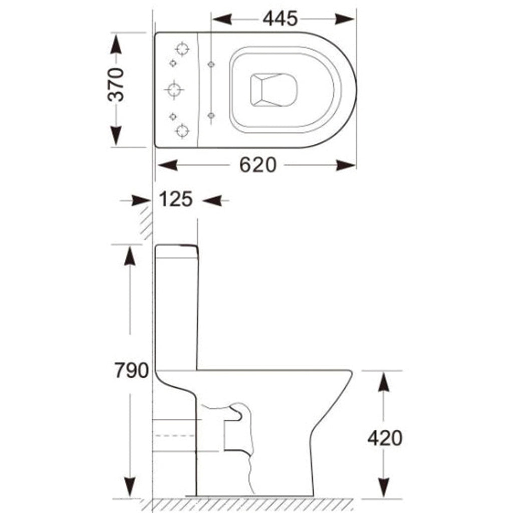 Venice Rimless Close Coupled Pan with Open Sides and Soft Close Seat