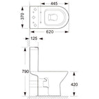 Venice Rimless Close Coupled Pan with Open Sides and Soft Close Seat