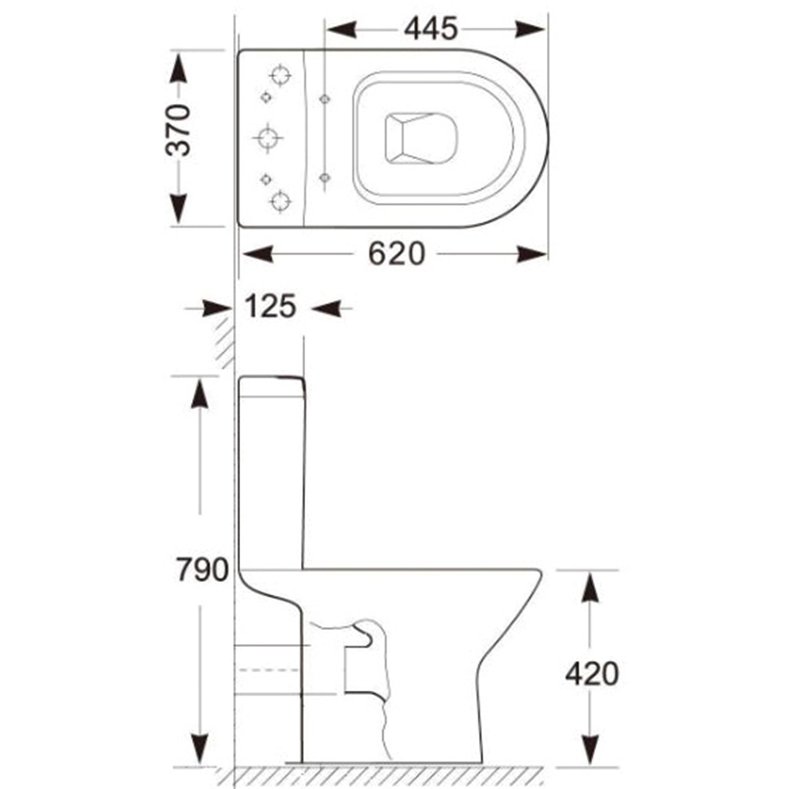 Venice Rimless Close Coupled Pan with Open Sides and Soft Close Seat