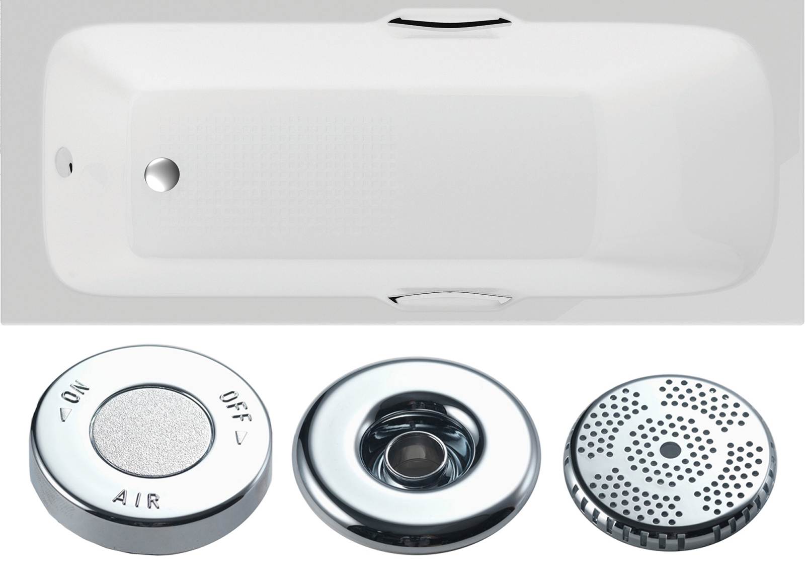 Virginia Twin Gripped Bath - Whirlpool Option 1