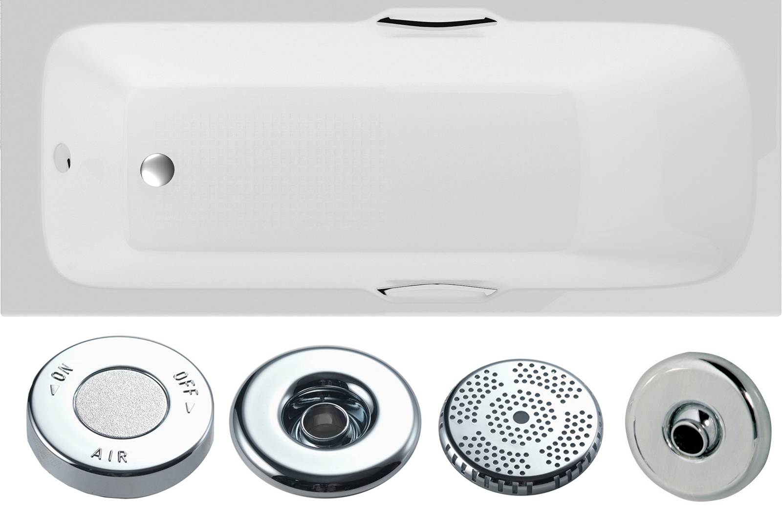 Virginia Twin Gripped Bath - Whirlpool Option 2