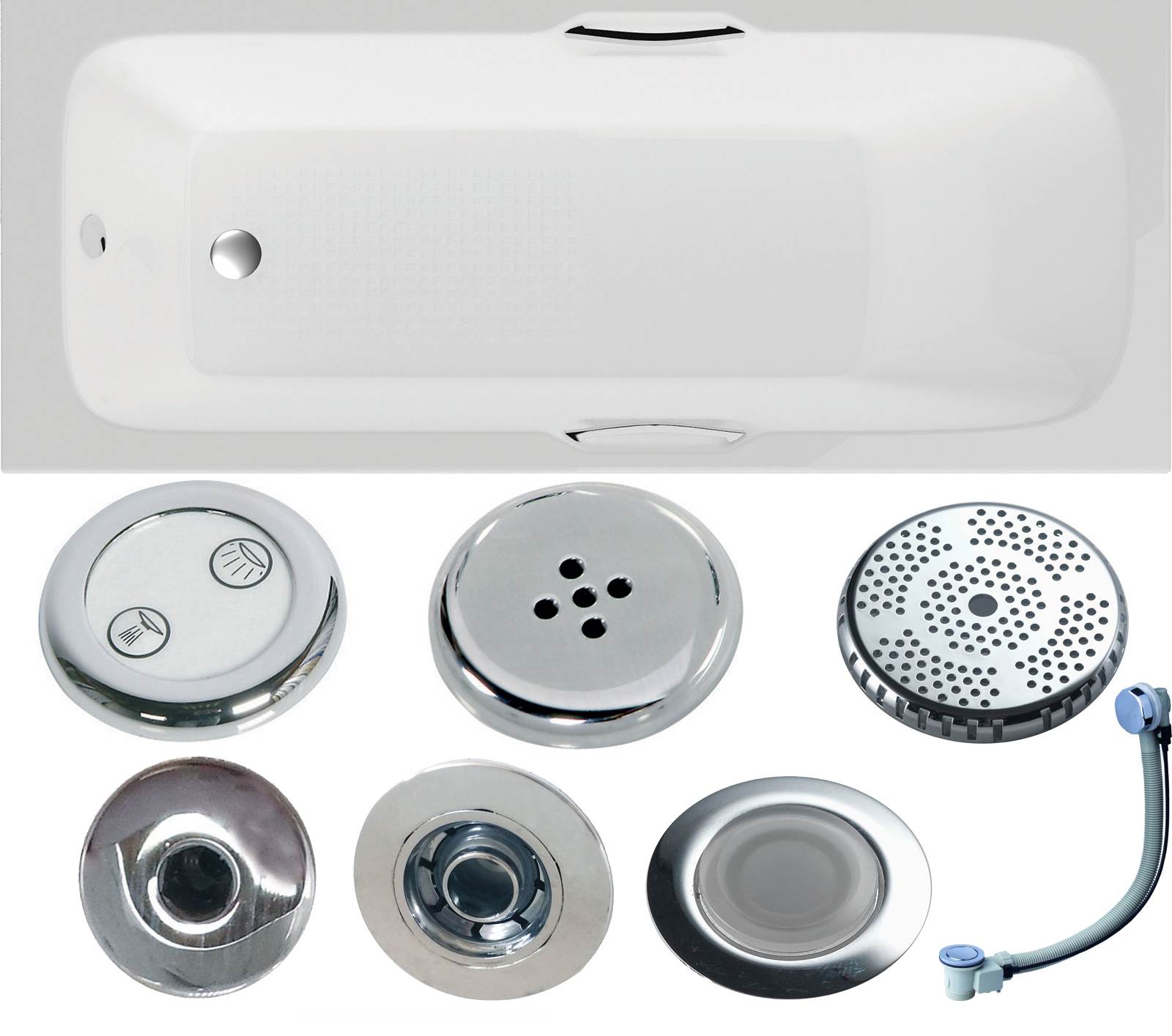Virginia Twin Gripped Bath - Whirlpool Option 5