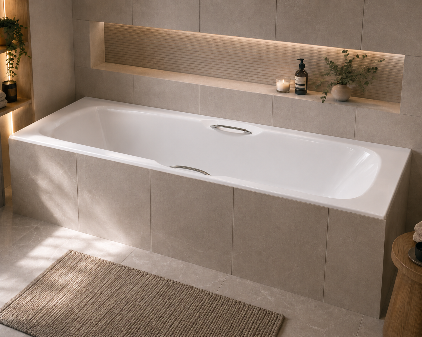 Virginia Twin Gripped 1700 x 700mm Single Ended Bath - Standard