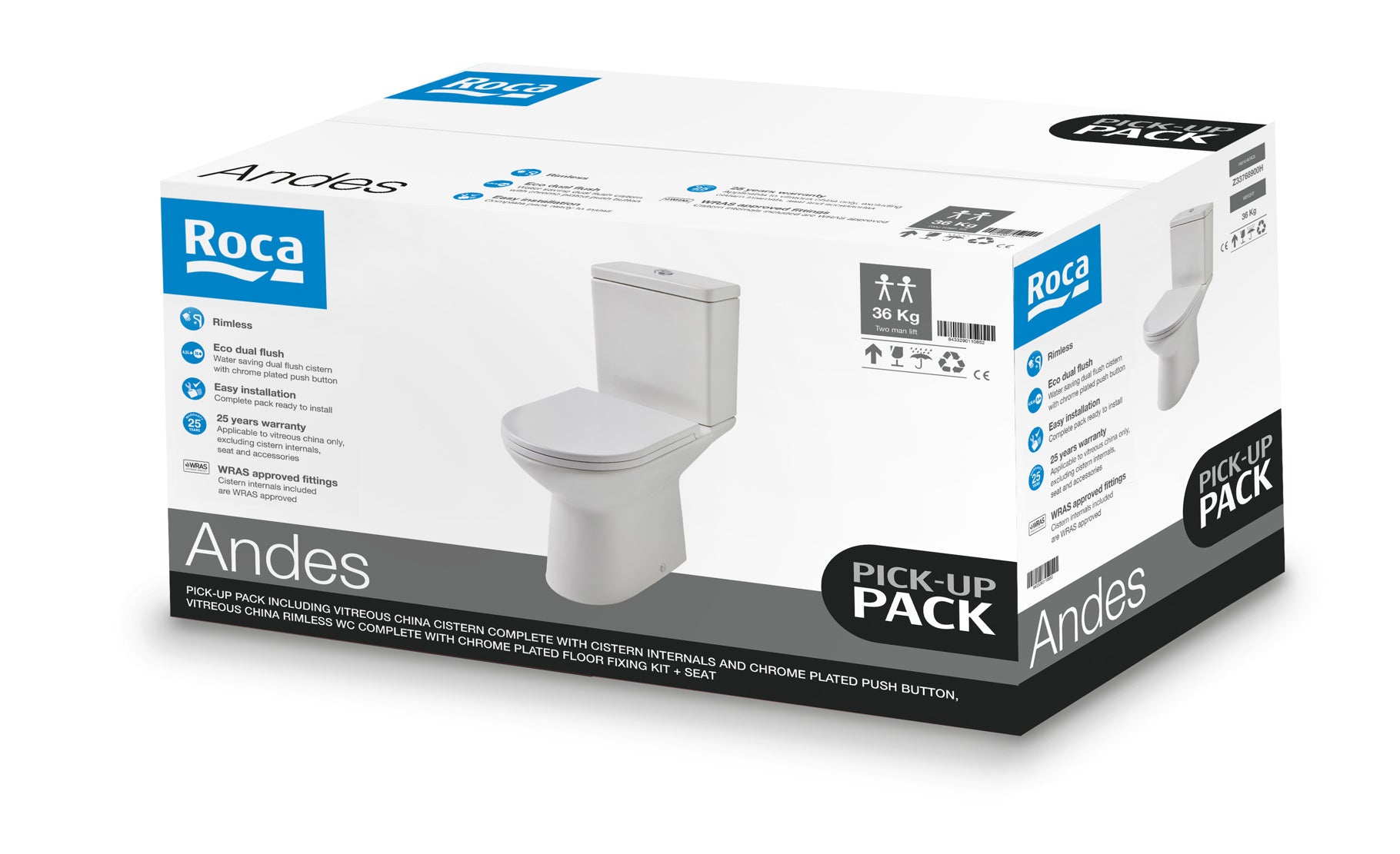 Roca Andes Rimless Toilet Pick up Pack