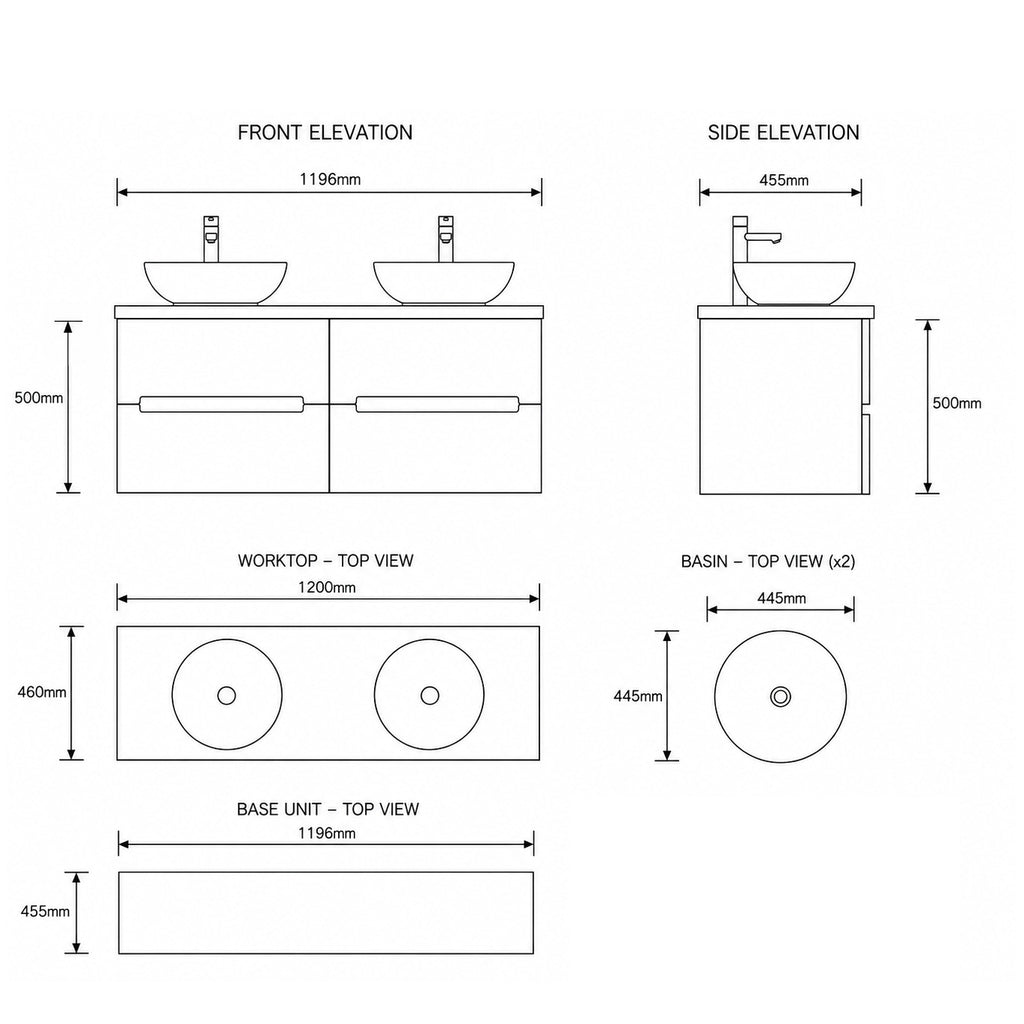Zeto 1200mm Vanity Basin Combination