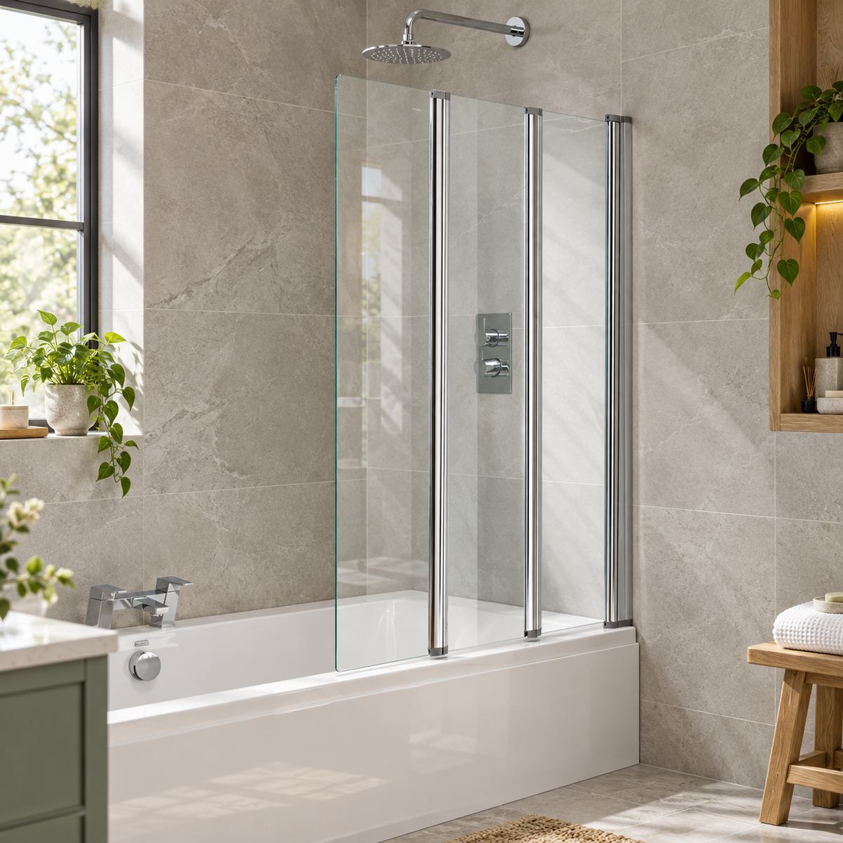 Classic Nouveau 3-Fold Bath Screen