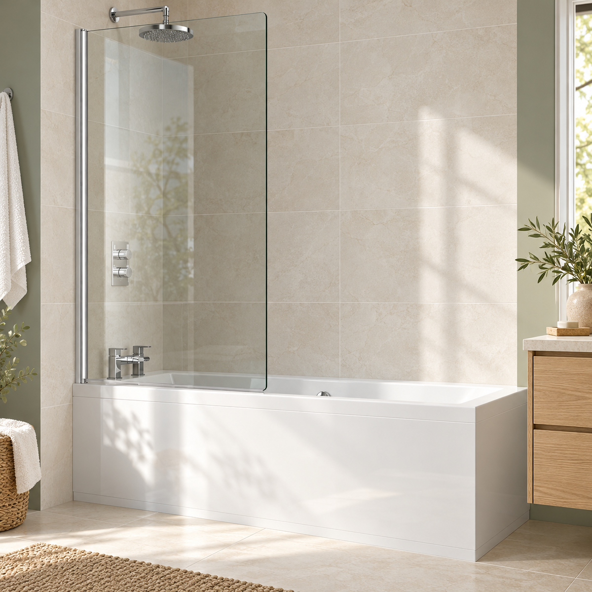Sommer Evolve 8mm Bath Screen - Chrome