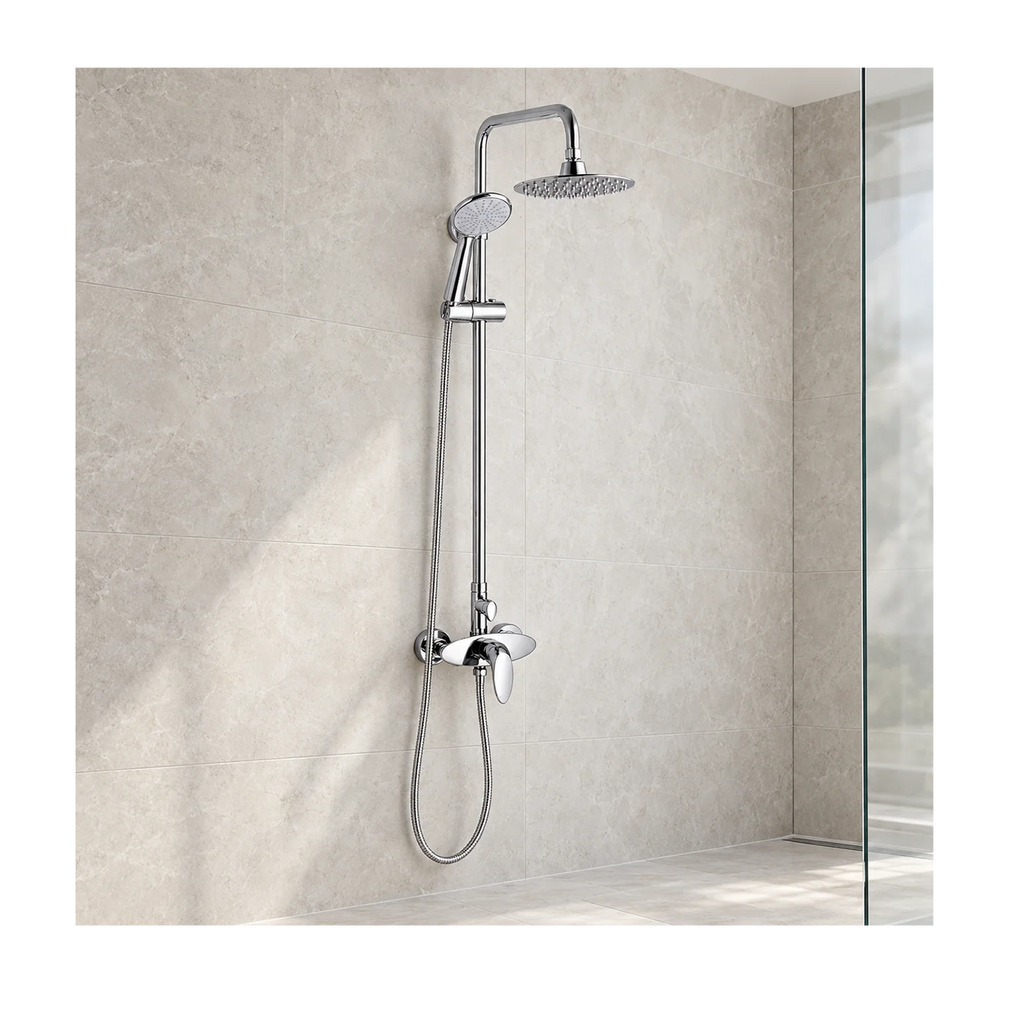 Alaska Exposed Manual Shower & Riser Kit with Bath Spout – Chrome
