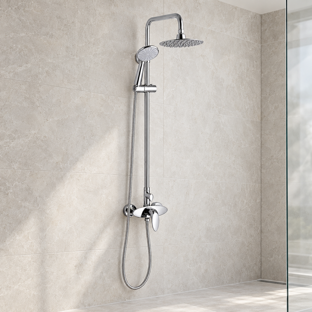Alaska Exposed Manual Shower & Riser Kit – Chrome