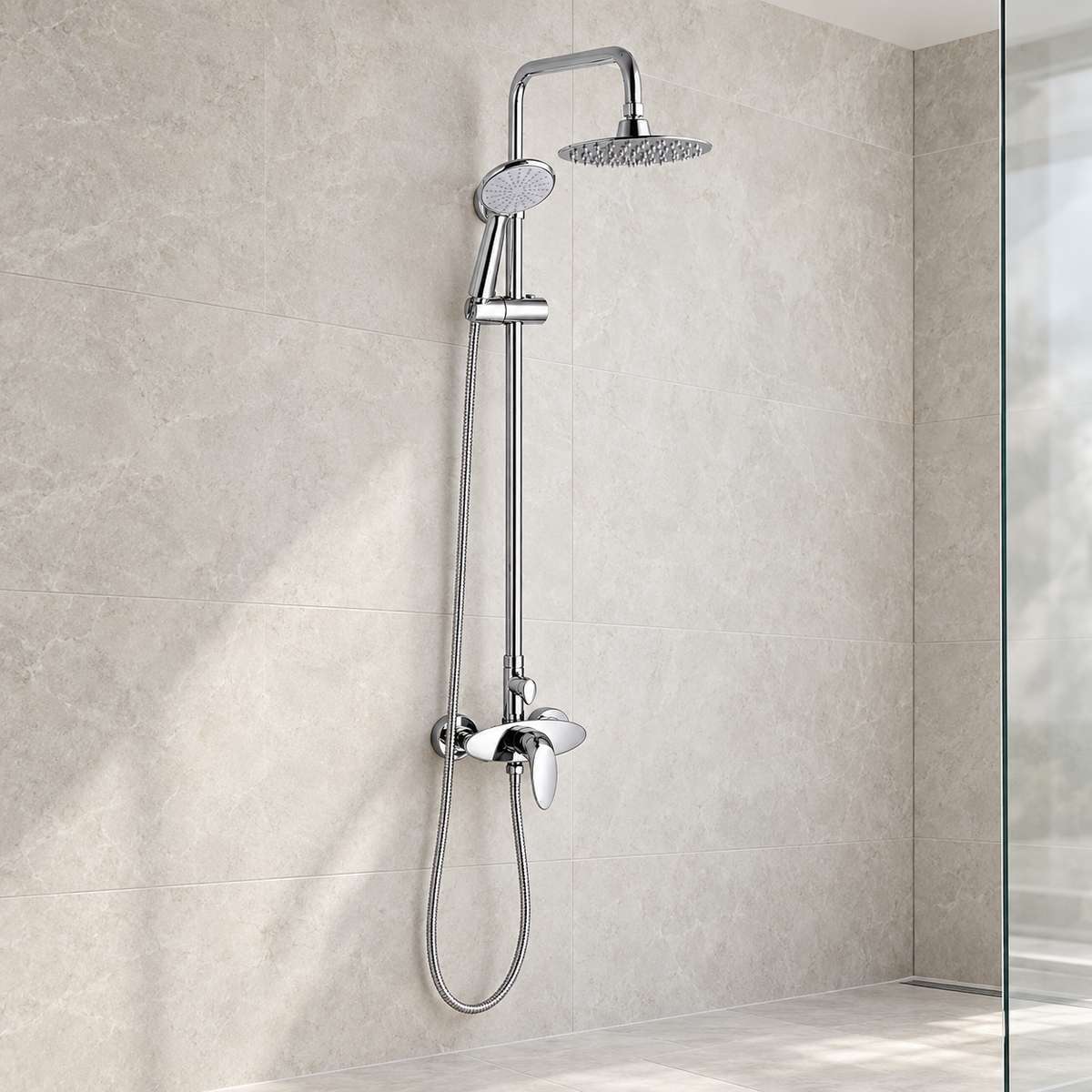 Alaska Exposed Manual Shower & Riser Kit – Chrome