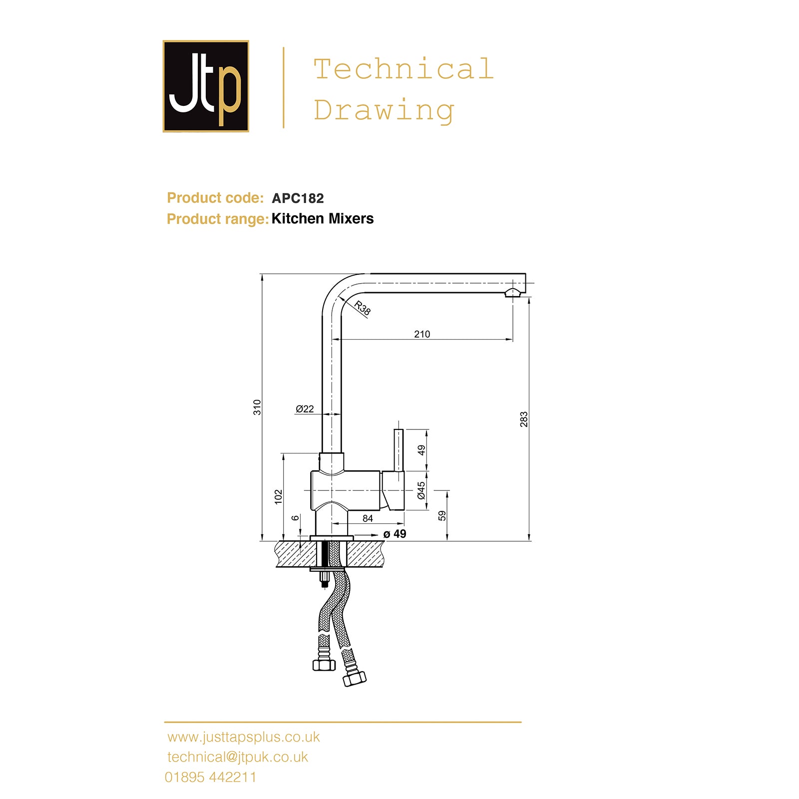 Apco Chrome Kitchen Sink Mixer