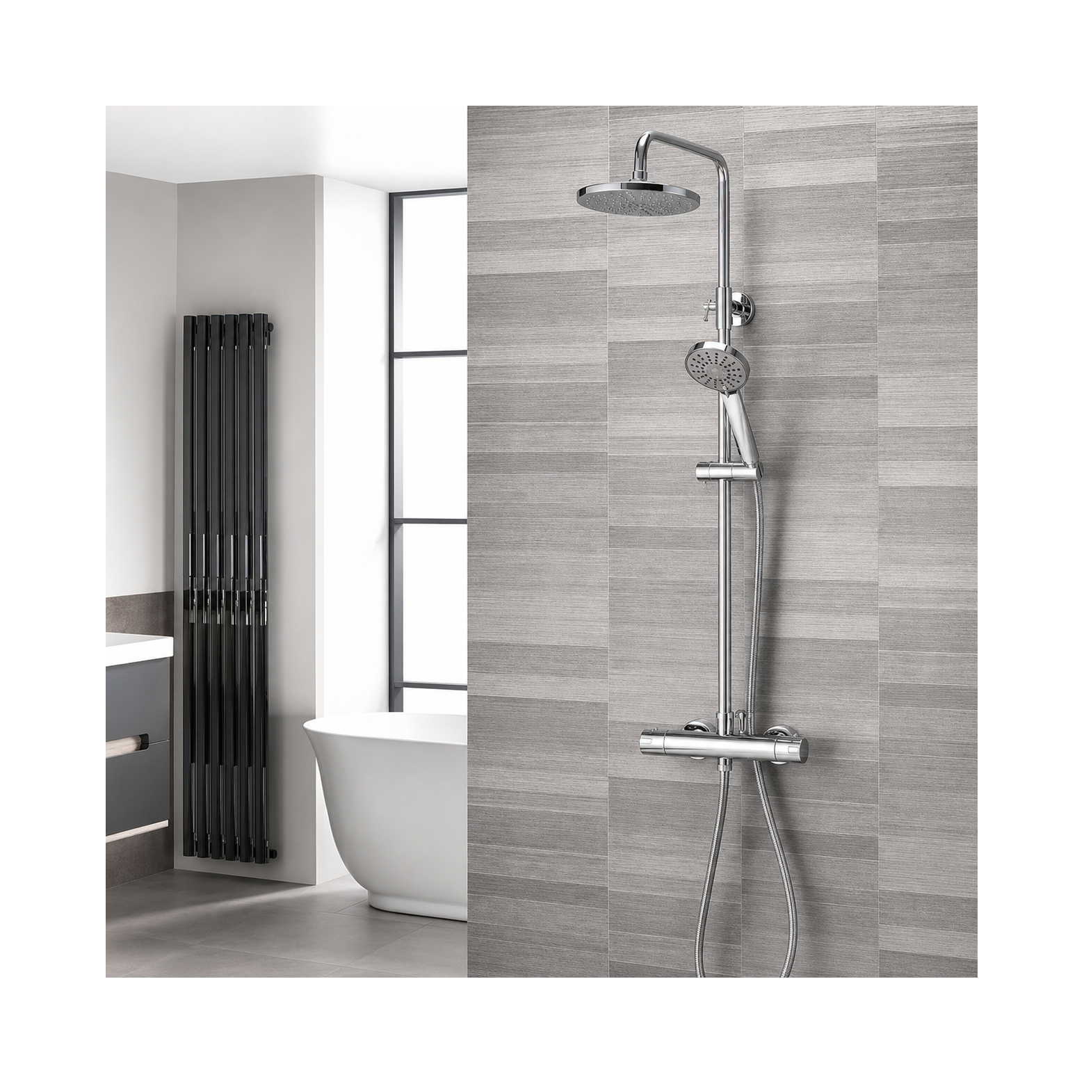 Aqualisa AQ150BAR2 Thermostatic Mixer Shower with Drencher Head & Handset