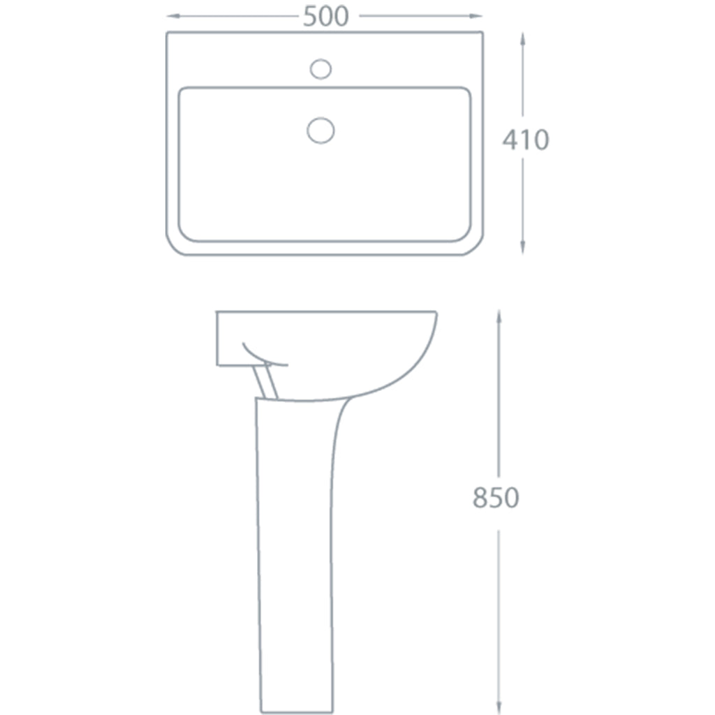 Arizona 500 1 Tap Hole Basin and Pedestal