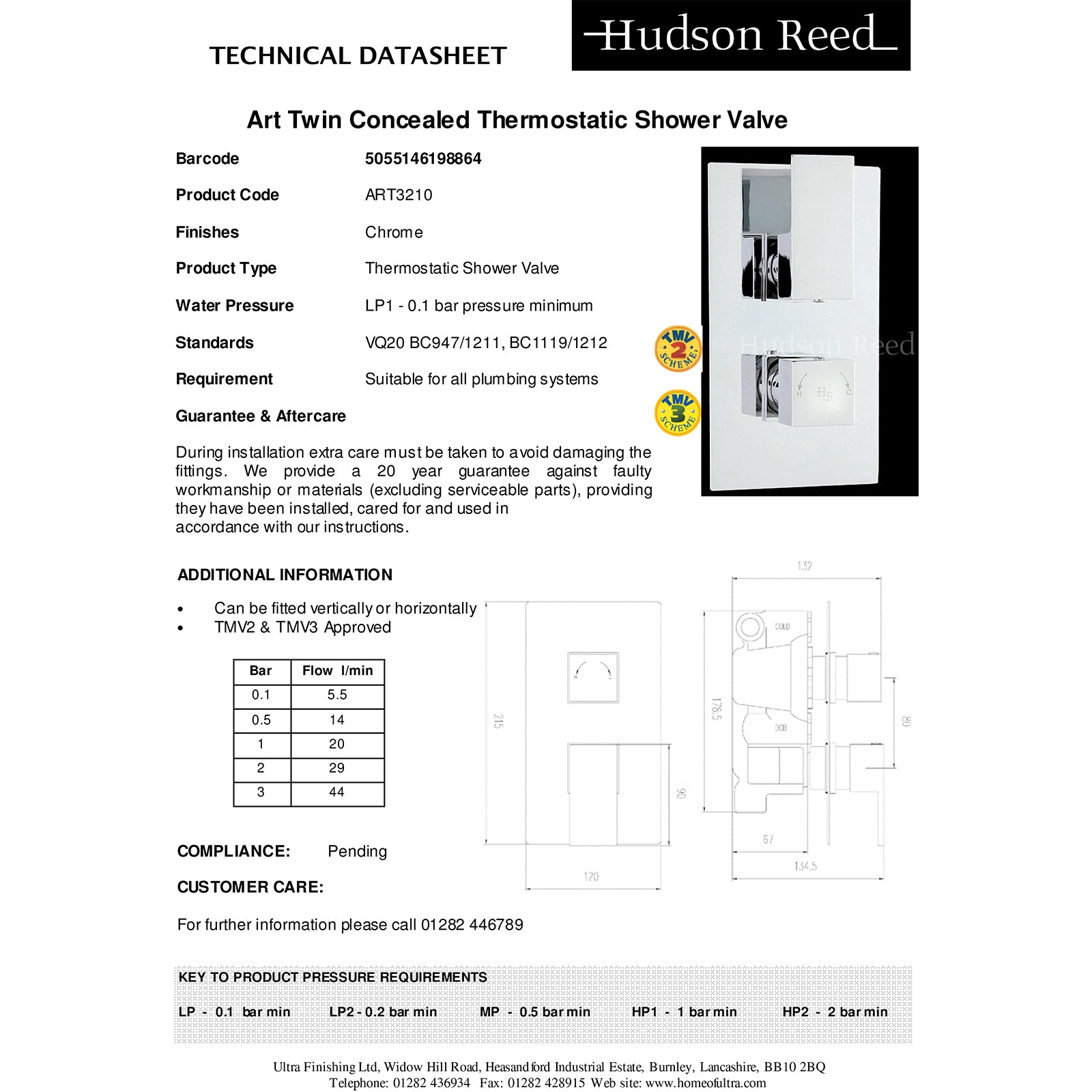 Hudson Reed Art Twin Thermostatic Shower