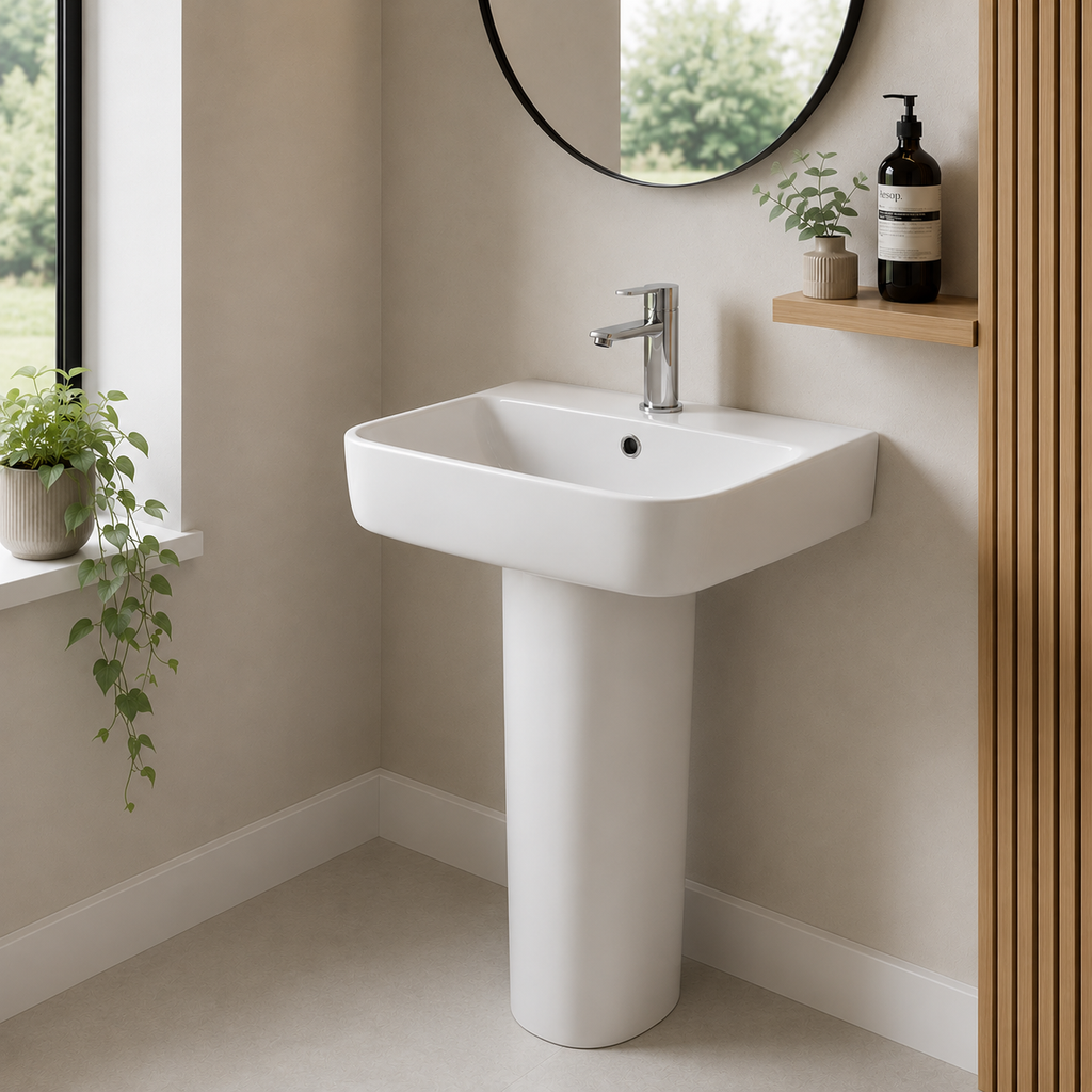 Artesan Slim Square Basin – 450mm, 500mm & 560mm | Wall Hung or Pedestal Options