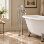 Edwardian Chrome Floorstanding Bath Shower Mixer Kit with Tap Legs