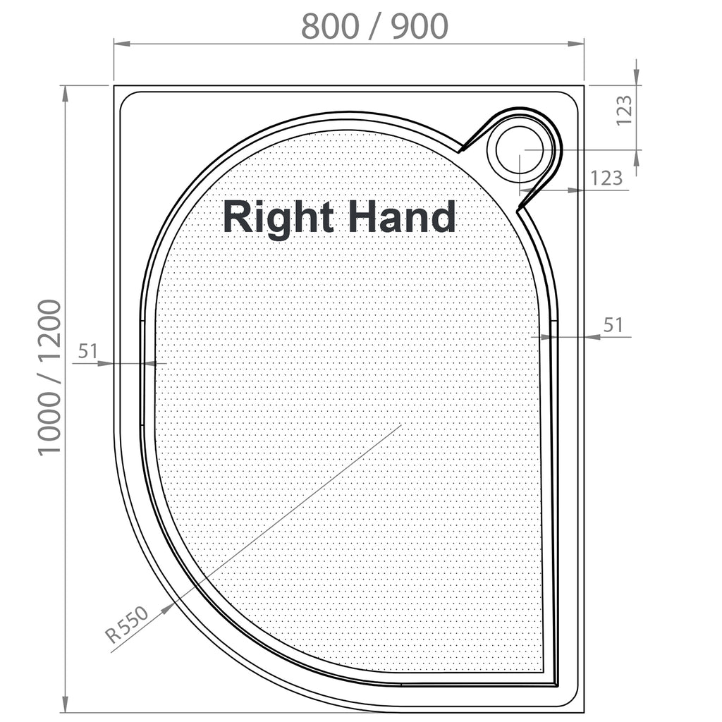 Ascent Premier 30mm Quadrant Tray - 1200 x 800mm - RH
