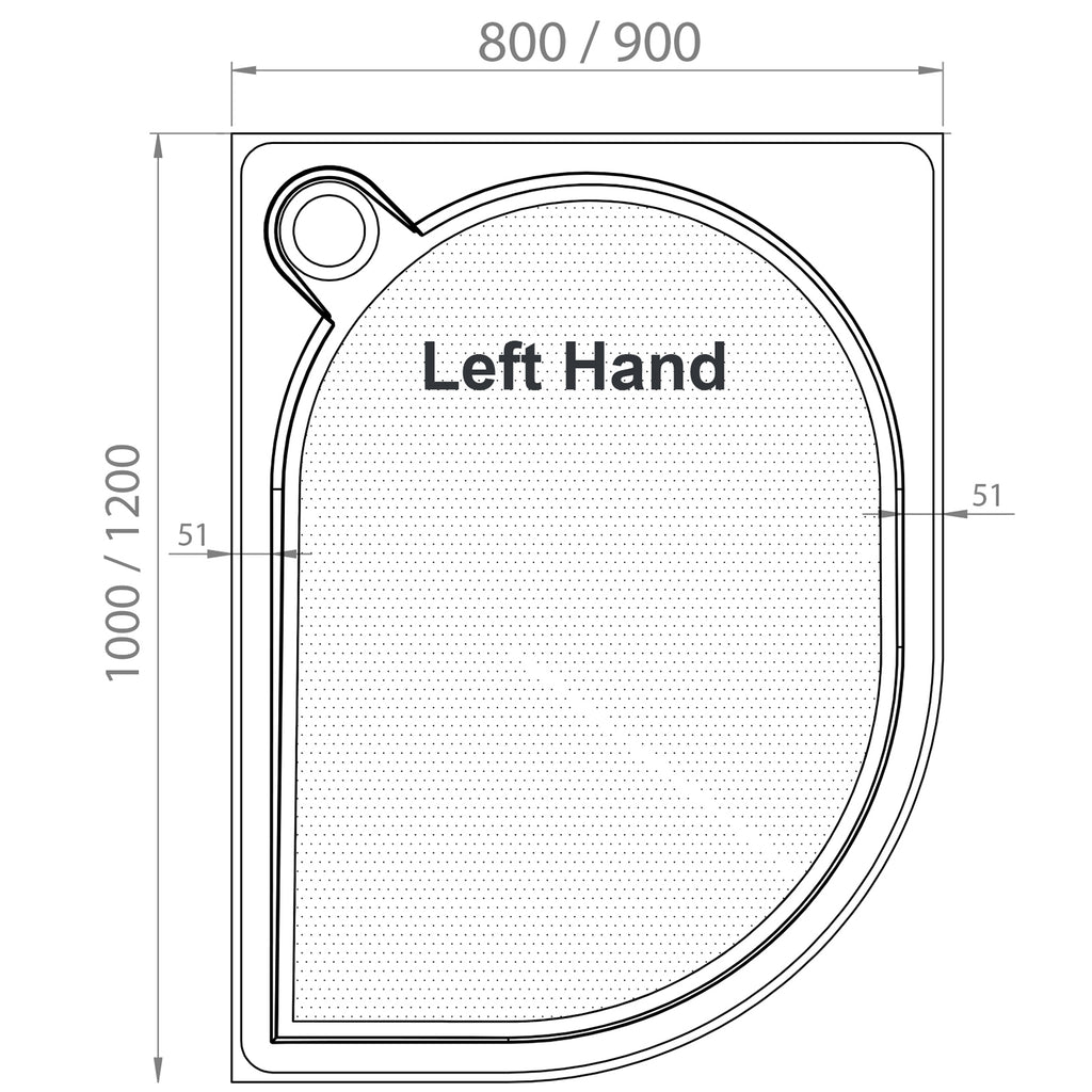 Ascent Premier 30mm Quadrant Tray - 1200 x 900mm - LH