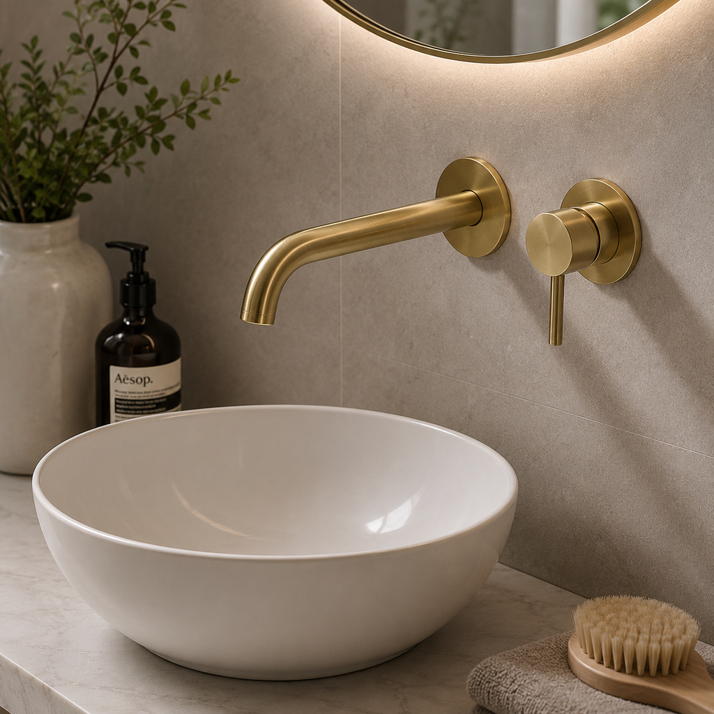 Ascent Tuscany Brushed Brass Wall Mounted Basin Filler Tap
