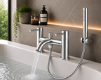 Ascent Tuscany Chrome Bath Shower Mixer Tap with Shower Kit – Deck Mounted