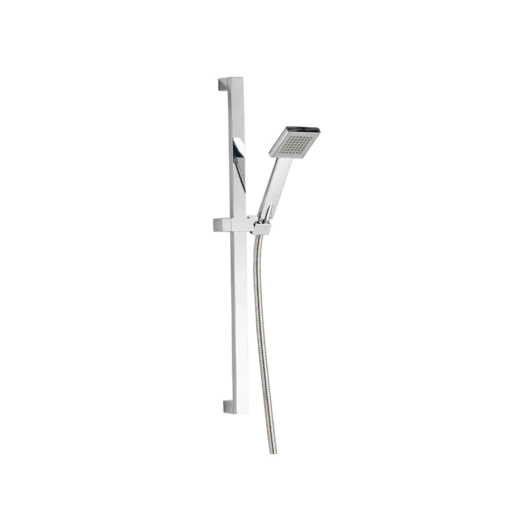 Square Shower Rail Kit with Handset & Hose – Chrome