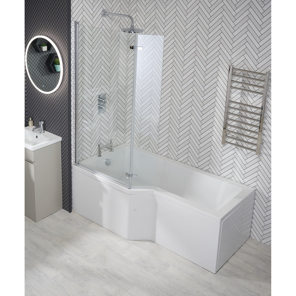 Aswan 1700 x 700mm Shower Bath, Screen & Panels - LH