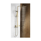 Charlotte Square Thermostatic Shower & Riser Kit – Brushed Brass
