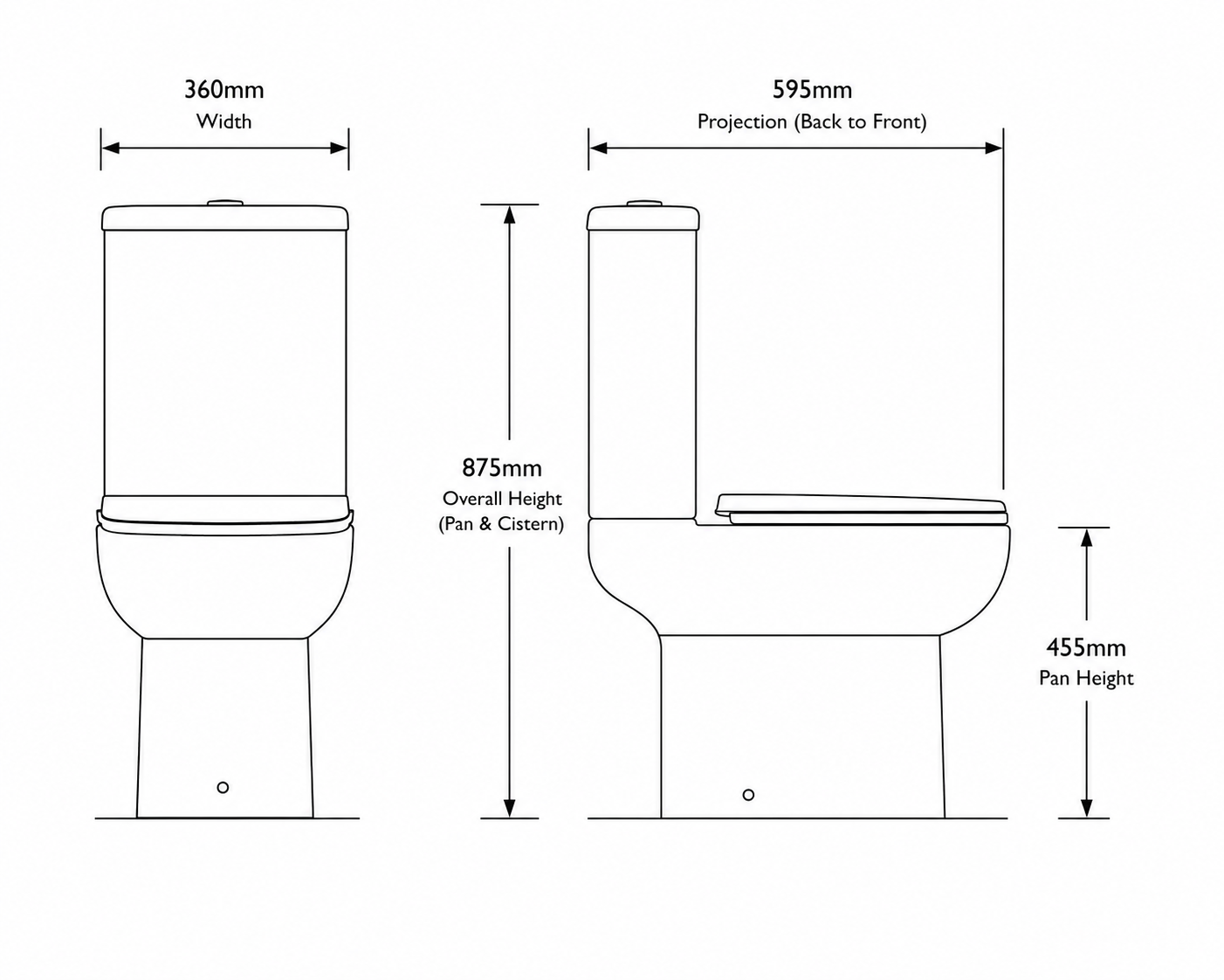 Aveiro Rimless Tall Close Coupled WC including Soft Close Seat