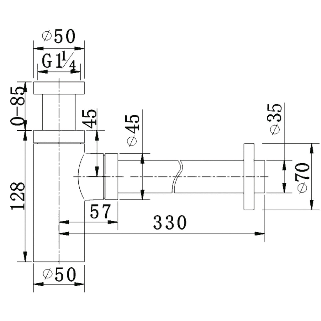 Levo Minimalist Bottle Trap and Pipe - Brushed Gold