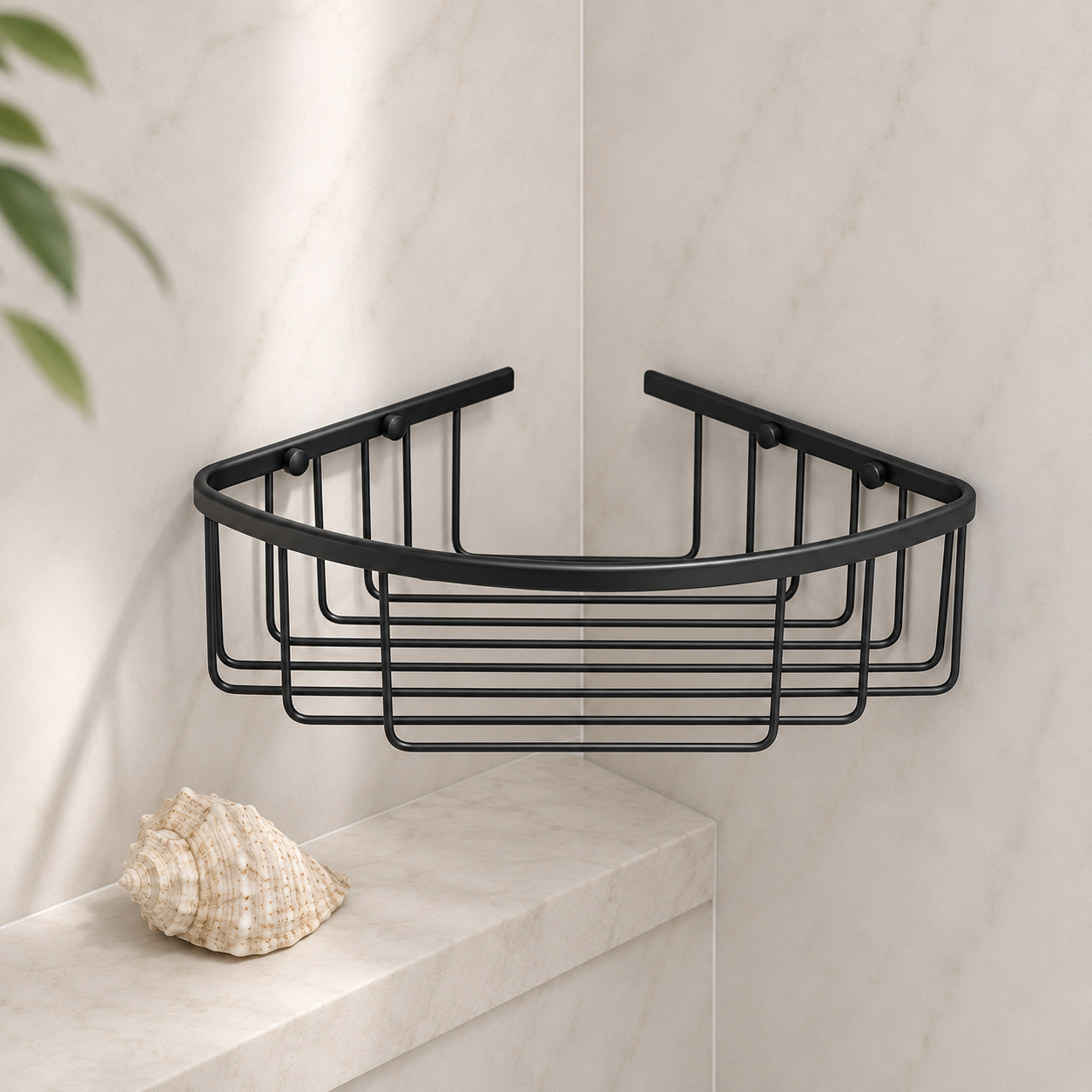 Bedgebury Deep Corner Shower Basket | Brass Wall Mounted Bathroom Storage | 26.5cm