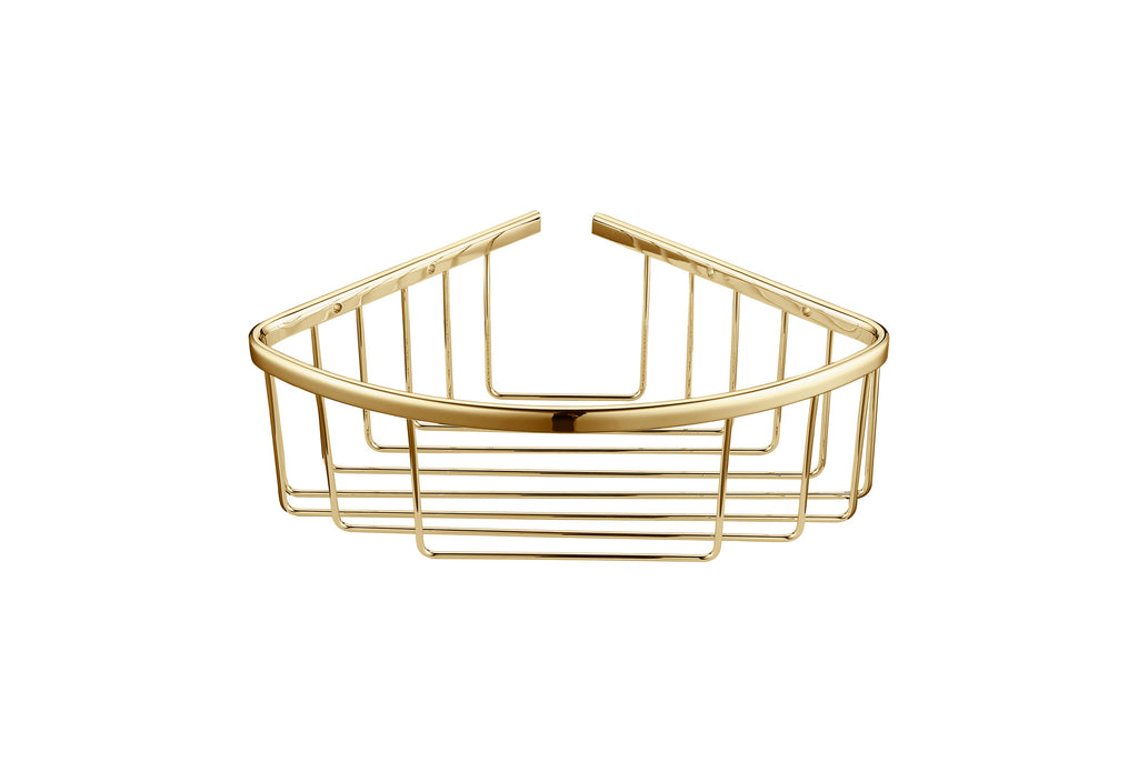 Bedgebury Deep Corner Shower Basket | Brass Wall Mounted Bathroom Storage | 26.5cm