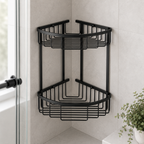 Bedgebury Deep Double Corner Shower Basket - Matt Black