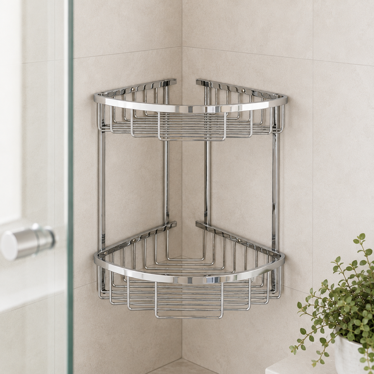 Bedgebury Deep Double Corner Shower Basket - Chrome