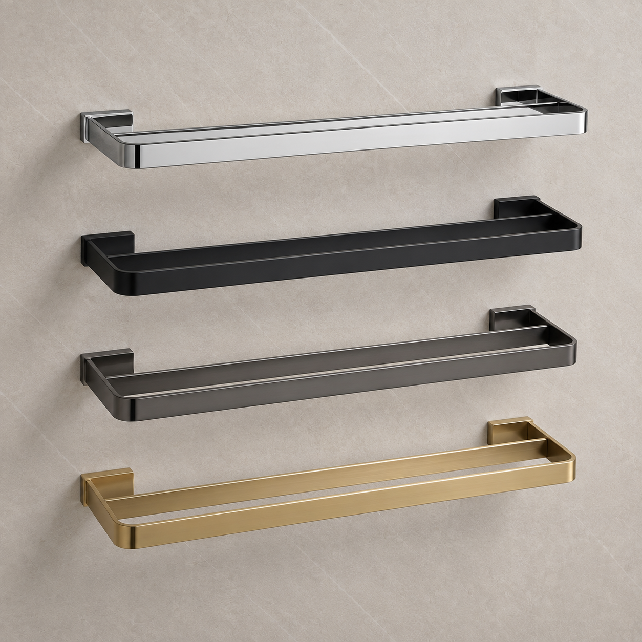 Bedgebury Double Towel Bar | Chrome, Matt Black, Gunmetal Grey & Matt Brushed Brass