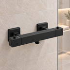 Bedgebury Square Thermostatic Bar Shower Valve – Matt Black