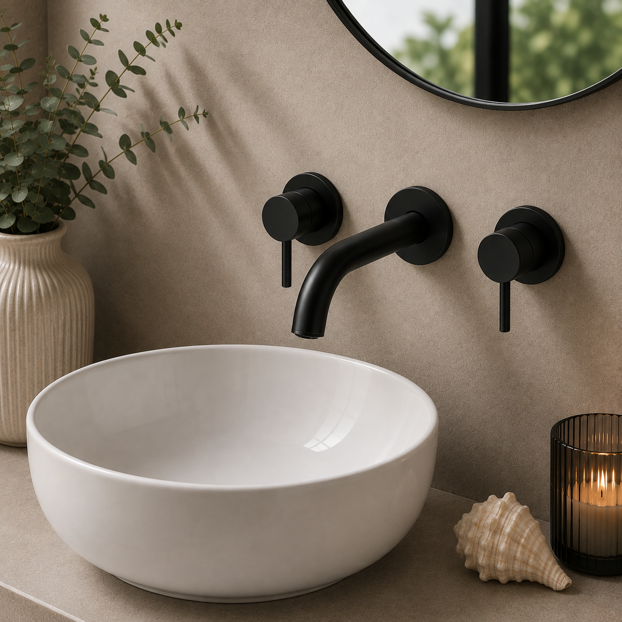 Bewl 3 Tap Hole Wall Mounted Basin Mixer Tap – 3 Finishes