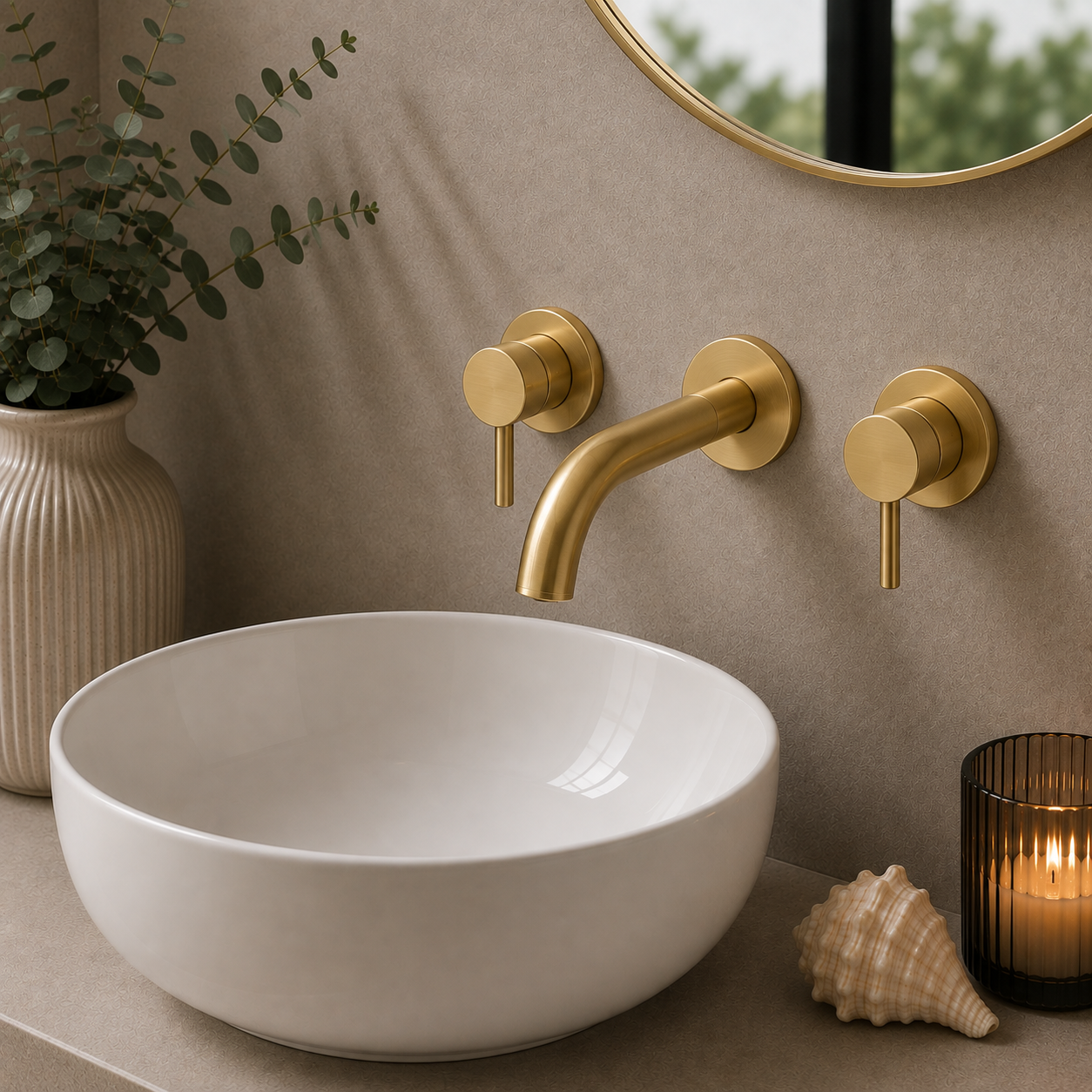 Bewl 3 Tap Hole Wall Mounted Basin Mixer Tap – 3 Finishes