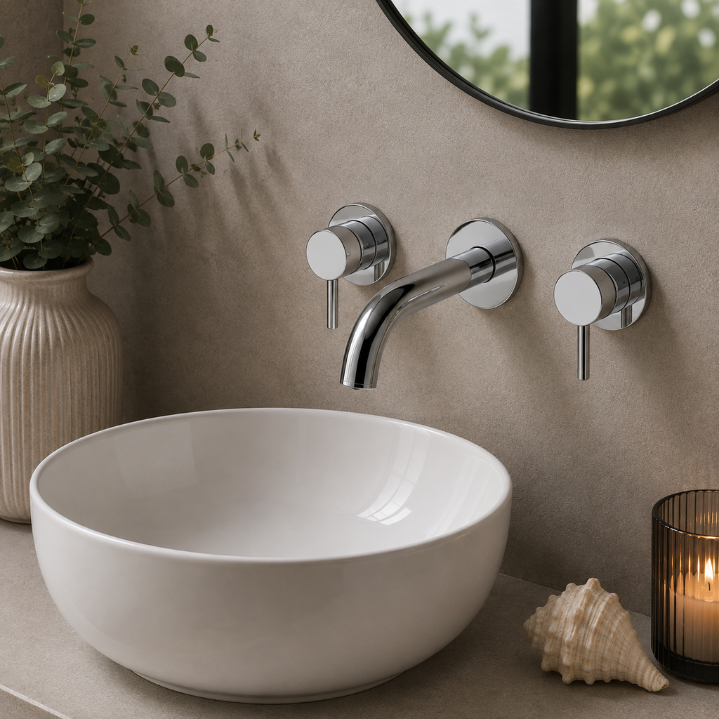 Bewl 3 Tap Hole Wall Mounted Basin Mixer Tap – 3 Finishes