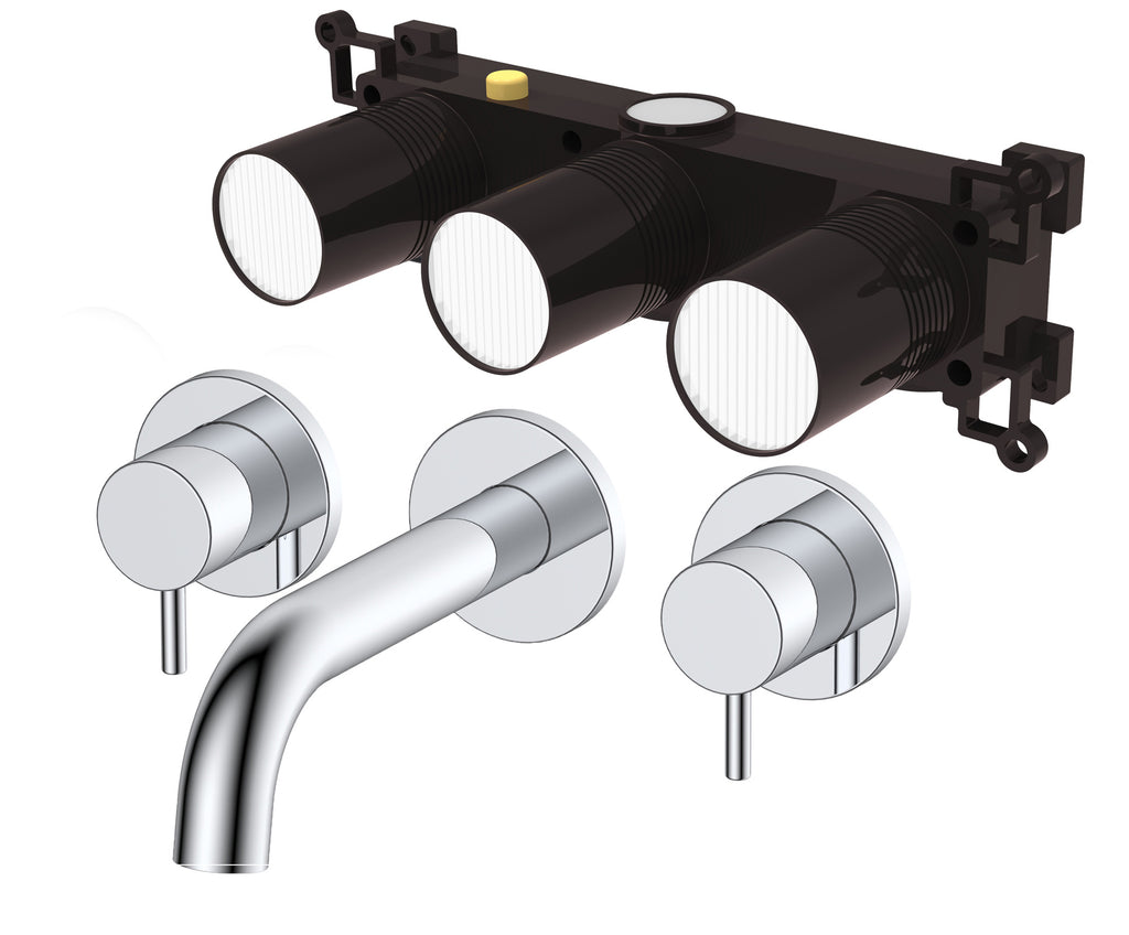 Bewl 3 Tap Hole Wall Mounted Basin Mixer Tap – 3 Finishes